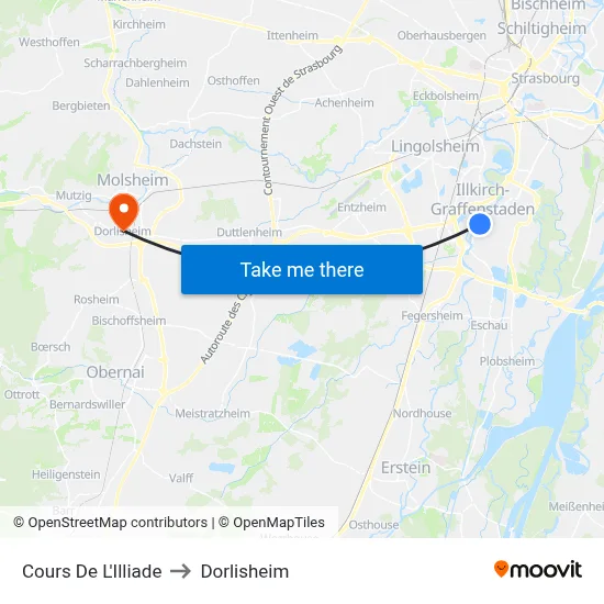 Cours De L'Illiade to Dorlisheim map