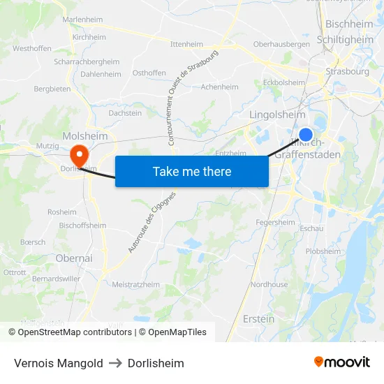 Vernois Mangold to Dorlisheim map