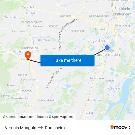 Vernois Mangold to Dorlisheim map
