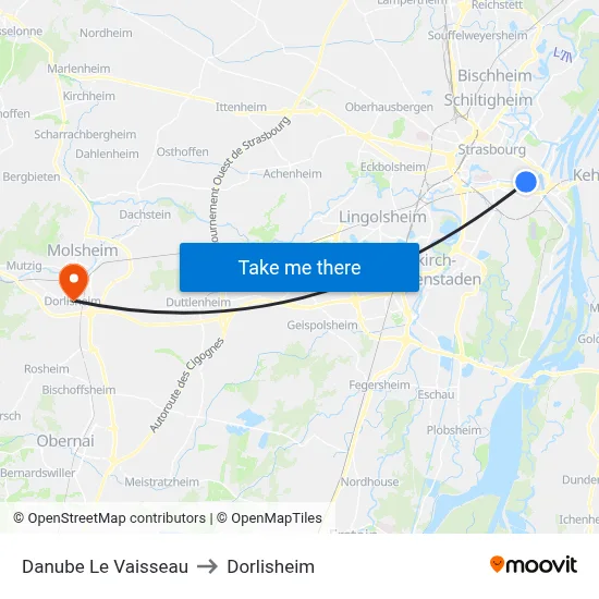 Danube Le Vaisseau to Dorlisheim map