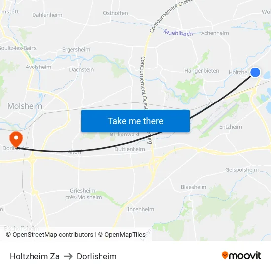 Holtzheim Za to Dorlisheim map