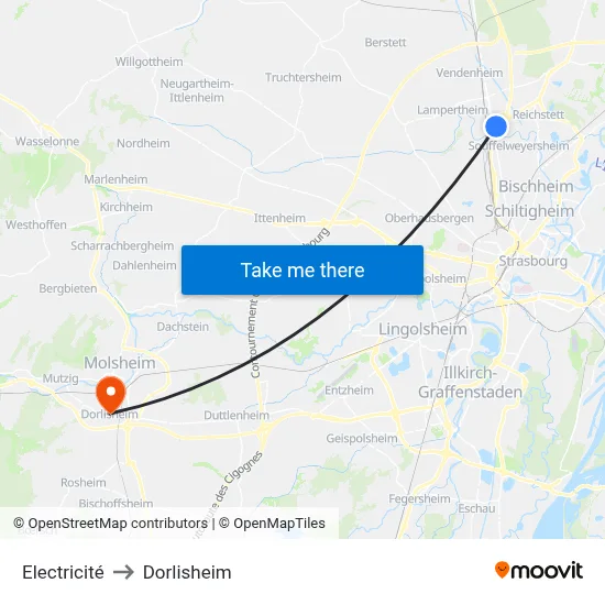 Electricité to Dorlisheim map