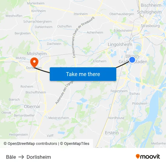 Bâle to Dorlisheim map