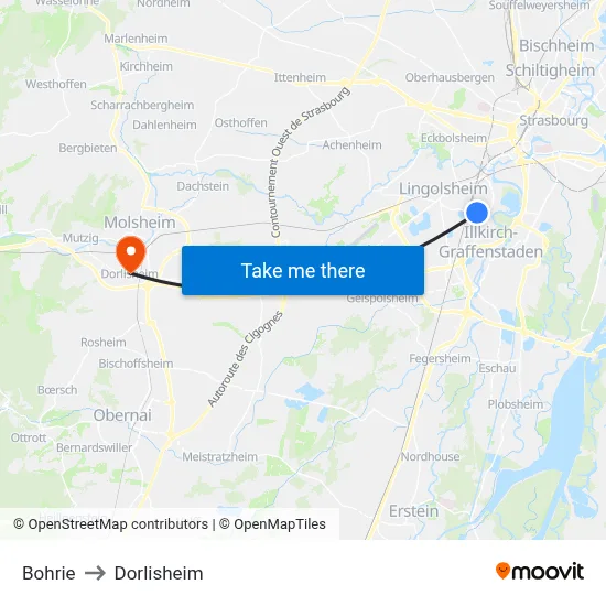 Bohrie to Dorlisheim map