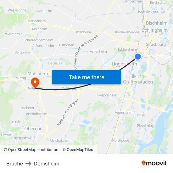 Bruche to Dorlisheim map