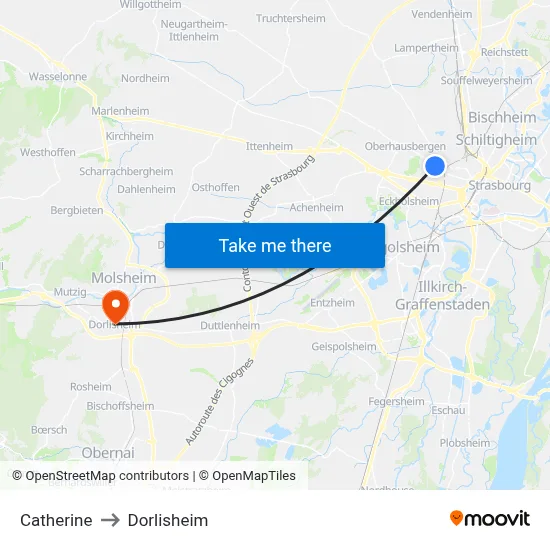 Catherine to Dorlisheim map