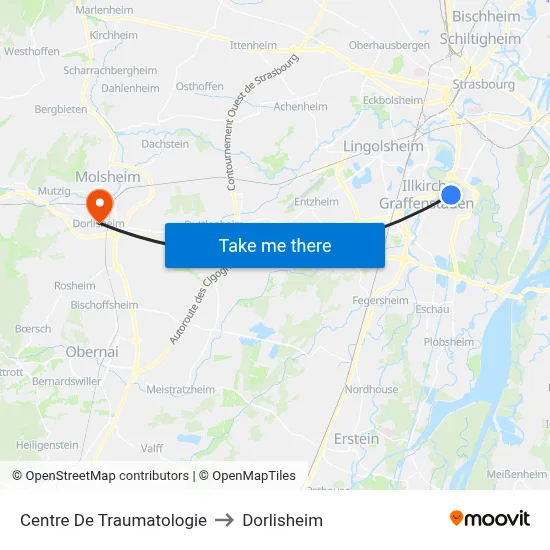 Centre De Traumatologie to Dorlisheim map