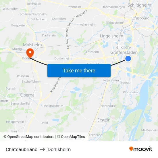 Chateaubriand to Dorlisheim map