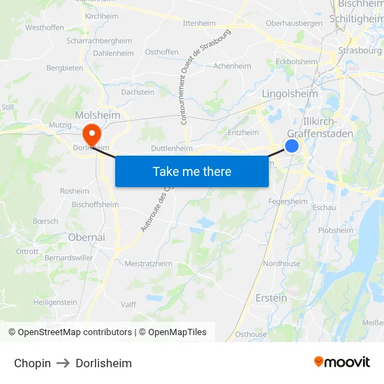Chopin to Dorlisheim map
