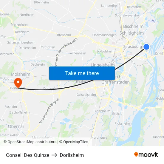 Conseil Des Quinze to Dorlisheim map