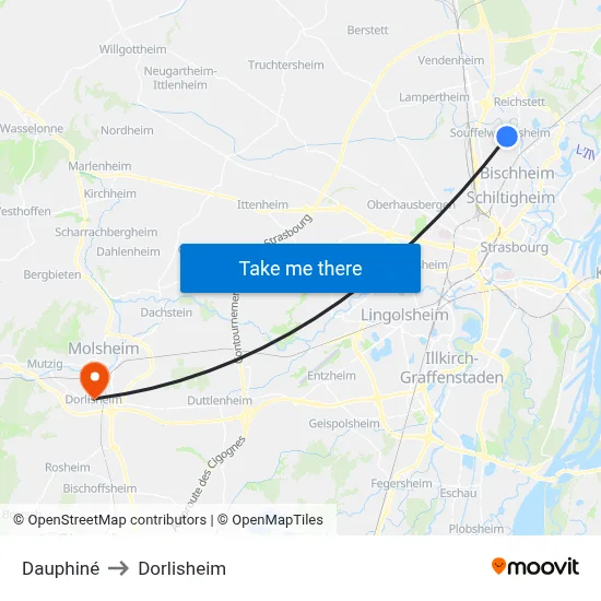 Dauphiné to Dorlisheim map