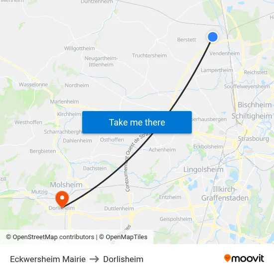 Eckwersheim Mairie to Dorlisheim map