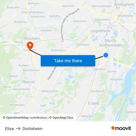 Elisa to Dorlisheim map