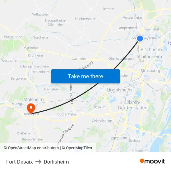 Fort Desaix to Dorlisheim map