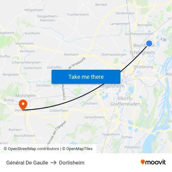 Général De Gaulle to Dorlisheim map