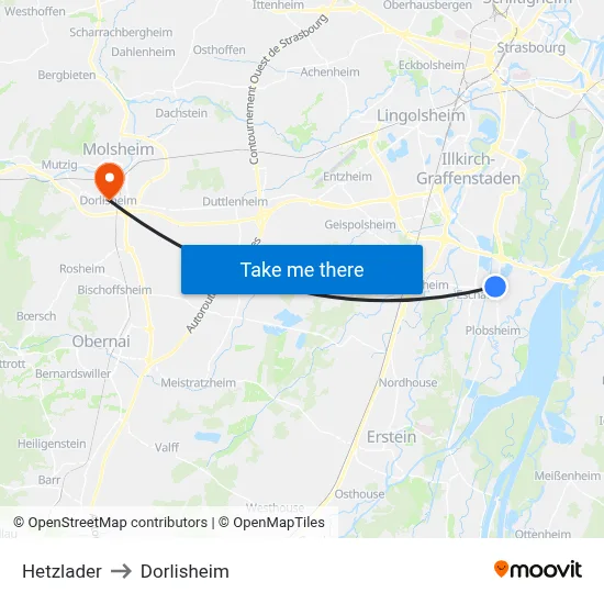 Hetzlader to Dorlisheim map