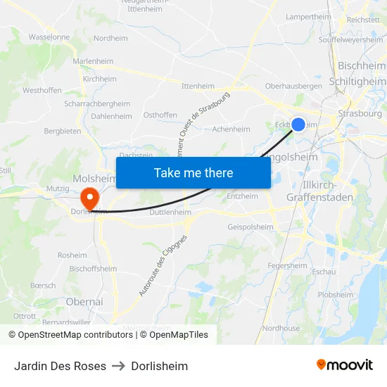 Jardin Des Roses to Dorlisheim map