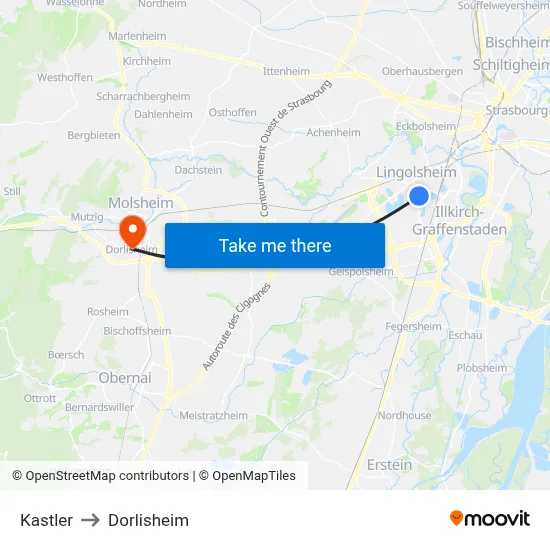 Kastler to Dorlisheim map