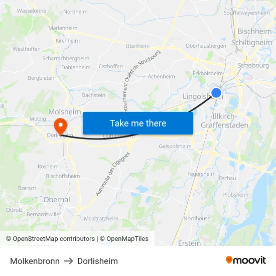 Molkenbronn to Dorlisheim map