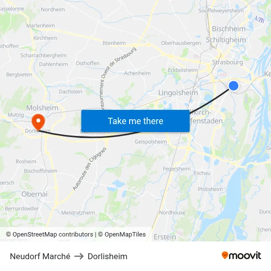 Neudorf Marché to Dorlisheim map