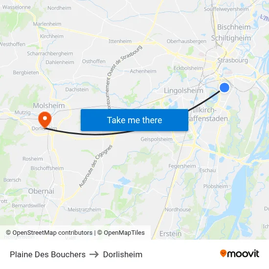 Plaine Des Bouchers to Dorlisheim map