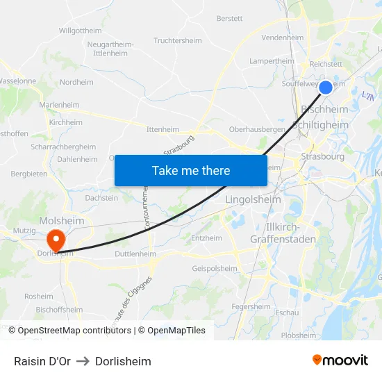 Raisin D'Or to Dorlisheim map