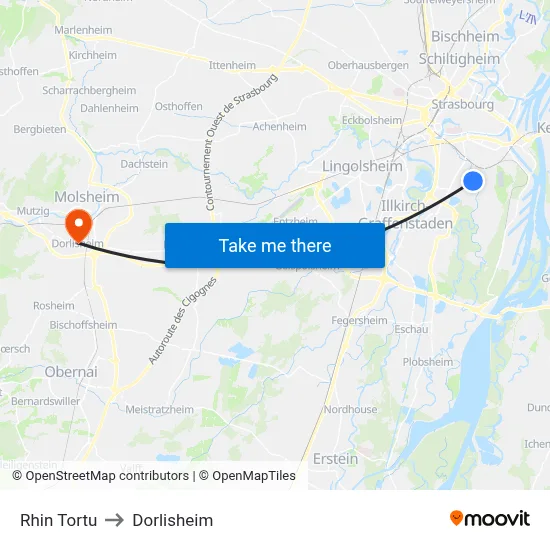 Rhin Tortu to Dorlisheim map
