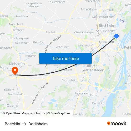 Boecklin to Dorlisheim map