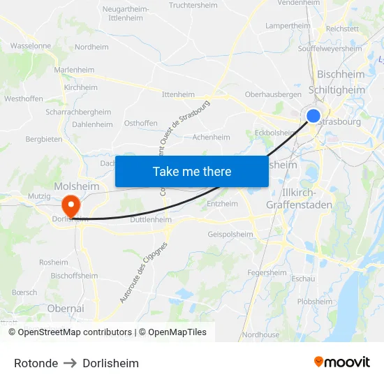 Rotonde to Dorlisheim map