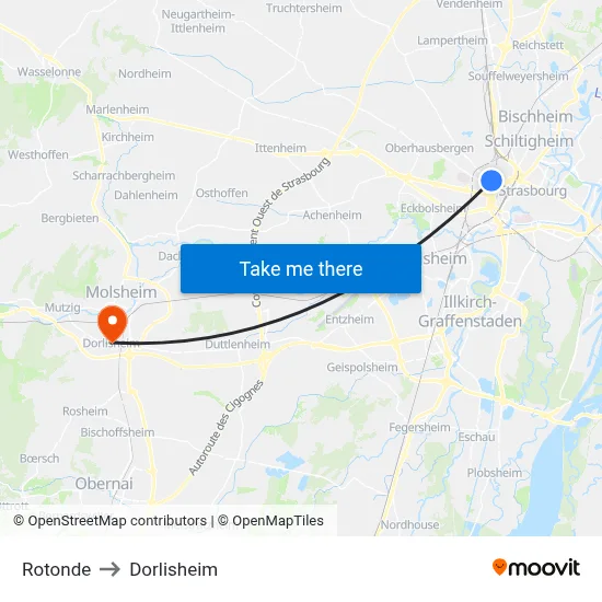 Rotonde to Dorlisheim map