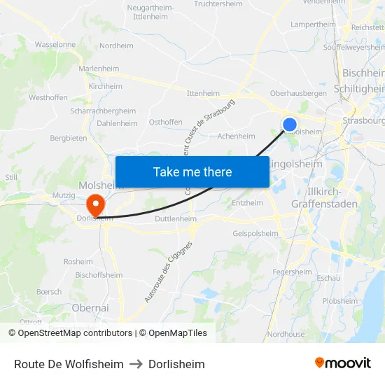 Route De Wolfisheim to Dorlisheim map