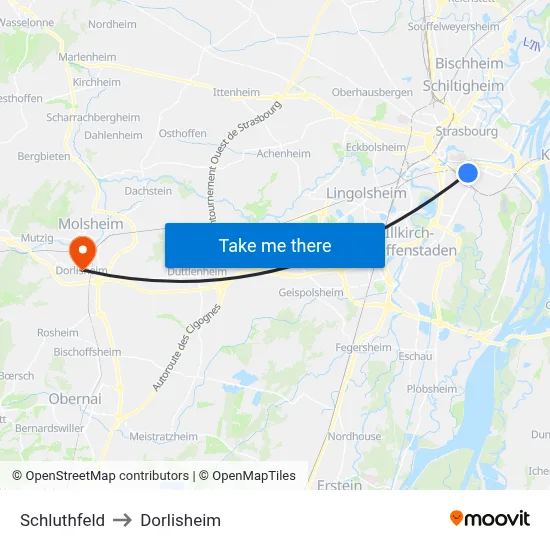 Schluthfeld to Dorlisheim map