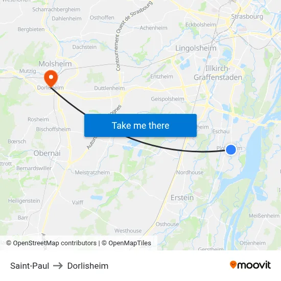 Saint-Paul to Dorlisheim map