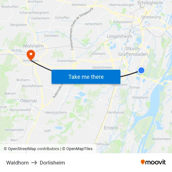 Waldhorn to Dorlisheim map