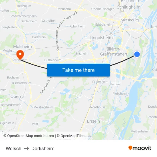 Welsch to Dorlisheim map