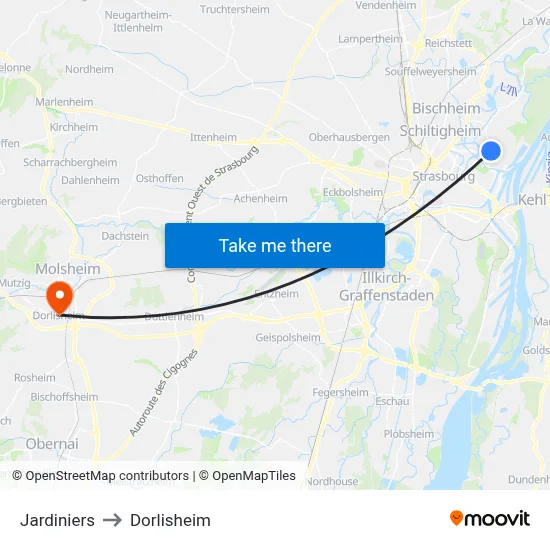 Jardiniers to Dorlisheim map