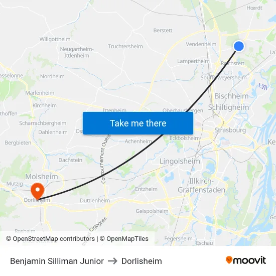 Benjamin Silliman Junior to Dorlisheim map