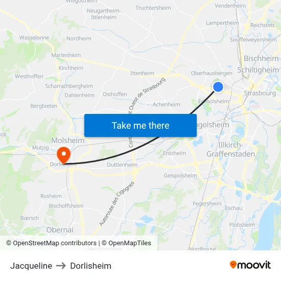 Jacqueline to Dorlisheim map