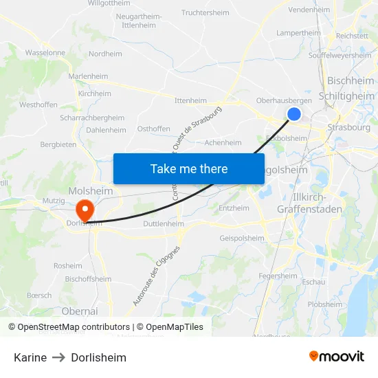 Karine to Dorlisheim map