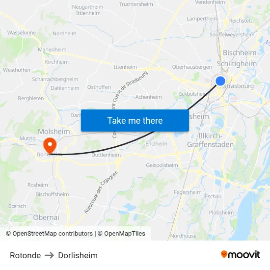 Rotonde to Dorlisheim map