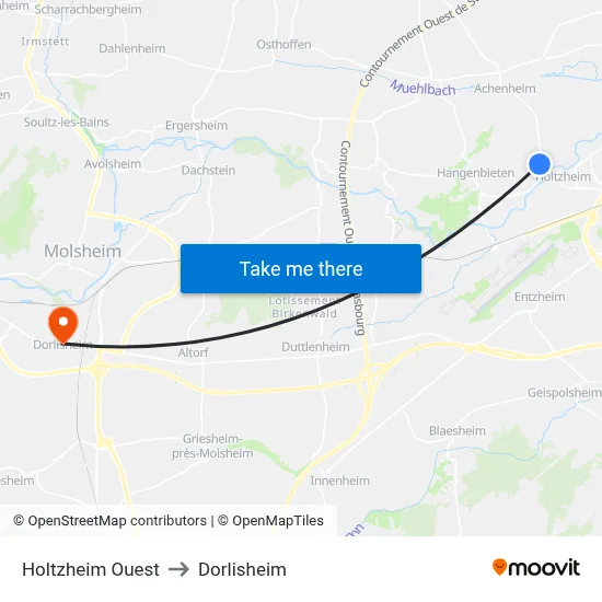 Holtzheim Ouest to Dorlisheim map