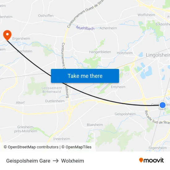 Geispolsheim Gare to Wolxheim map