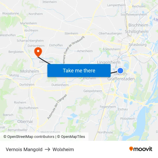 Vernois Mangold to Wolxheim map