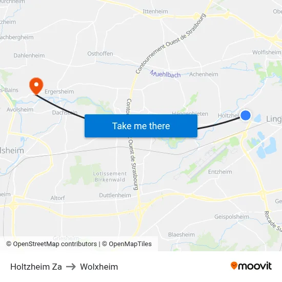Holtzheim Za to Wolxheim map