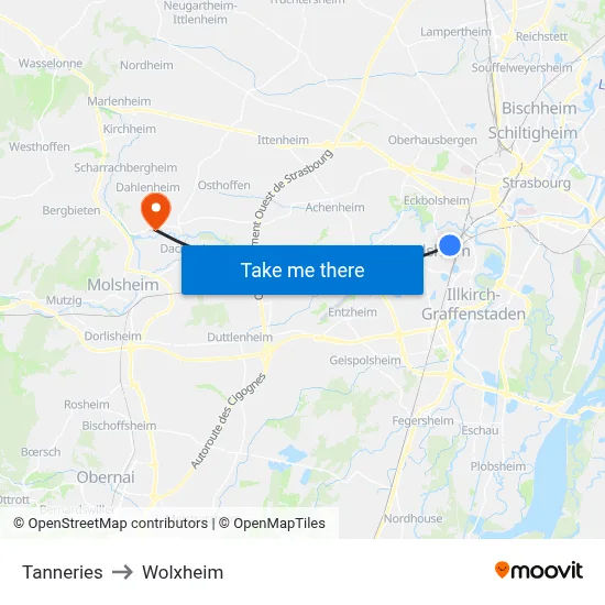 Tanneries to Wolxheim map