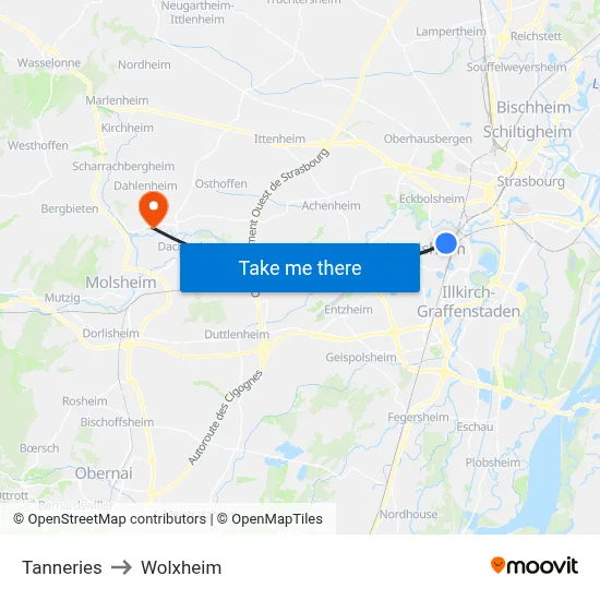 Tanneries to Wolxheim map