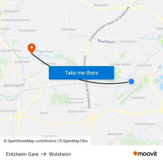 Entzheim Gare to Wolxheim map
