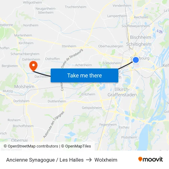 Ancienne Synagogue / Les Halles to Wolxheim map