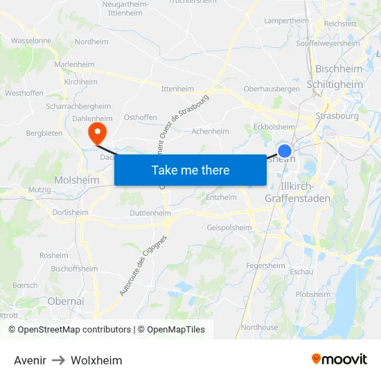 Avenir to Wolxheim map
