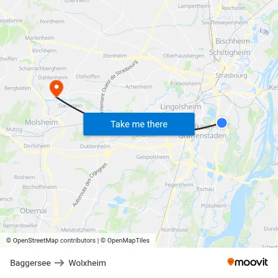 Baggersee to Wolxheim map